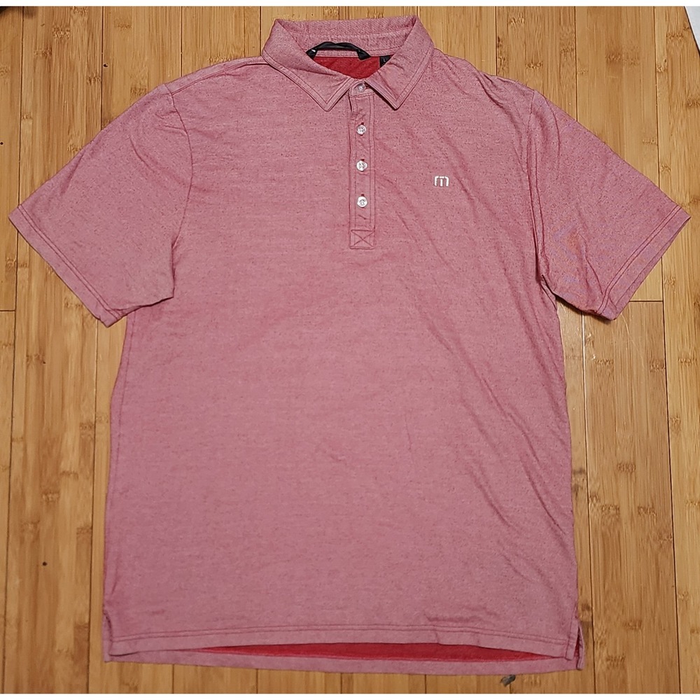 Travis Mathew The Zinna Golf Polo Men's Large Heather Red Cardinal Short Sleeve